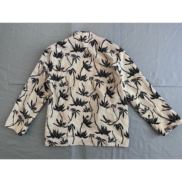 Draper’s & Damon’s Women’s Lightweight Tan/Black Palm Tree Button Up Sweater- PS - Picture 5 of 10